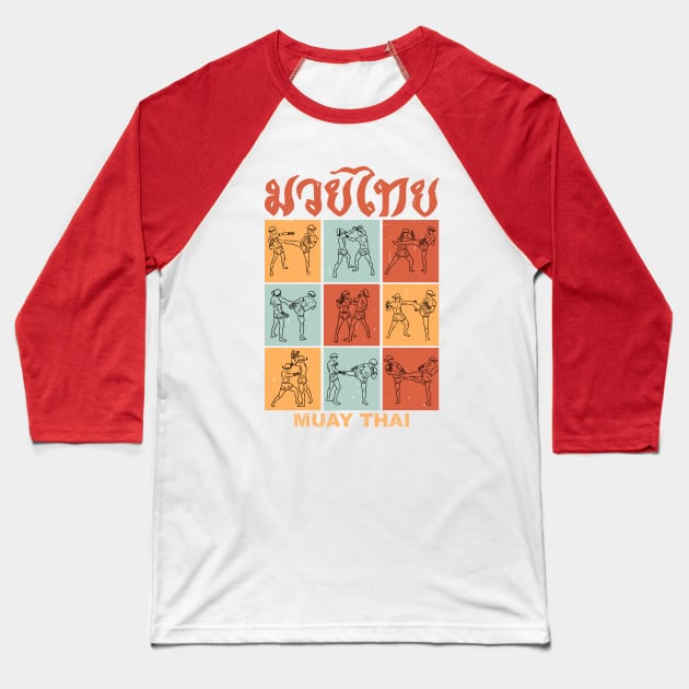 Muay Thai - Thai Boxing Baseball T-Shirt by Jack Soda